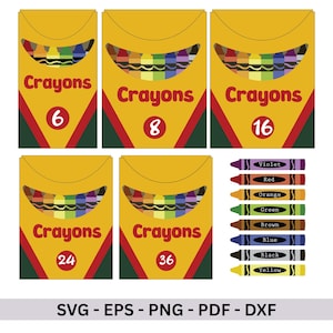 Crayon Box Clipart Bundle | Cartoon Crayon Packs with Labels | SVG PNG EPS Pdf Dxf | School Supplies Clipart for Crafts & Teachers , Digital