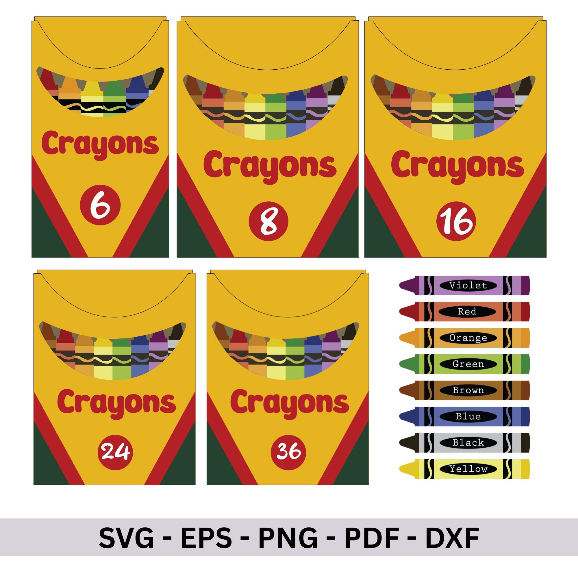 Paquete de imágenes prediseñadas de cajas de crayones / Gráficos de útiles  escolares (descarga digital) - Etsy México, image size:2000x2000