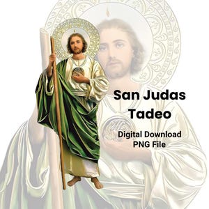 San Judas Tadeo PNG Digital Download - Sublimation Ready Design - Christian Tumbler Wrap - Saint Jude Clipart for Mugs, Shirts, Tumbler Wrap