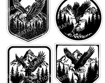 Hunting American Eagle Hat Patch SVG Bundle Badge Laser Cut Engraved files Digital Download