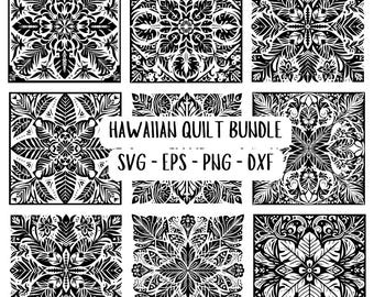 Hawaiian Quilt Pattern Bundle, Polynesian svg png eps dxf (Digital Download)