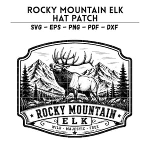 Rocky Mountain Elk Hat Patch SVG | Western Hunting Leather Patch Design (Digital Download)