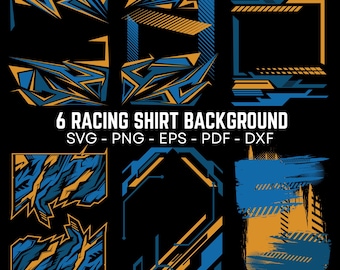 Blue & Yellow Racing Shirt Background SVG Bundle (PNG EPS Dxf Pdf)