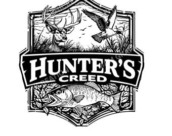 Hunter's Creed SVG | Deer Duck Fish Badge, Outdoor Wildlife (Digital Download)