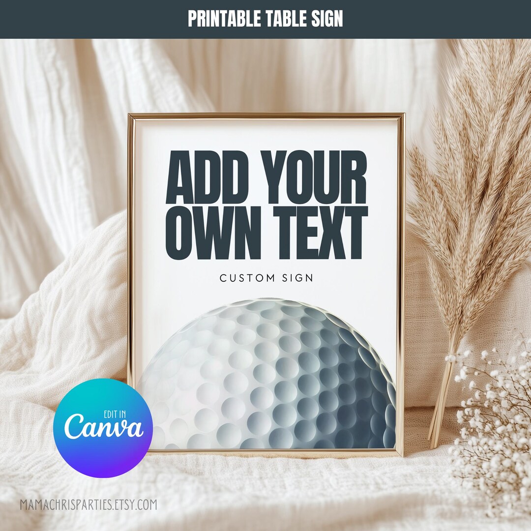 Table Sign Golf Golf Table Sign Template, Golf Birthday Party, Editable Canva Template ...