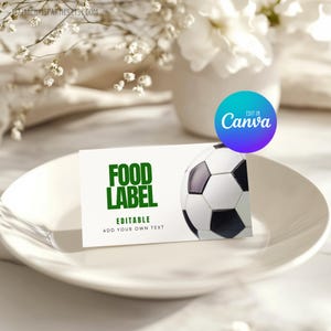 Etiquetas para barracas de comida de futebol | Modelo de etiqueta digital para festa | Imprimível com tema esportivo 004