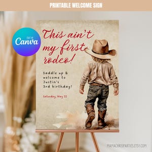 Cowboy Welcome Sign Template, Western Cowboy Birthday Party, Editable Canva Template, Instant Download 022