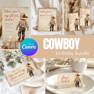 Cowboy Birthday Party Bundle, Western Party Decor, Cowboy Printable Templates, Rodeo Birthday 022