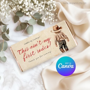 Confezione di barrette di cioccolato da cowboy / Decorazioni per feste western / Modelli stampabili da cowboy / Compleanno da rodeo 022