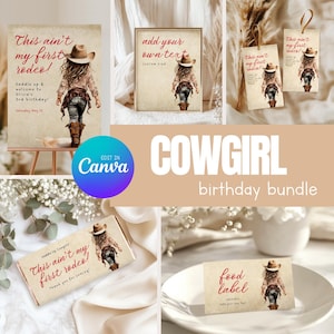 Cowgirl Birthday Party Bundle, Western Party Decor, Cowgirl Printable Templates, Rodeo Birthday 023