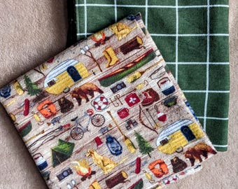 Camping & Checks Flannel Receiving Blankets -Set of 2