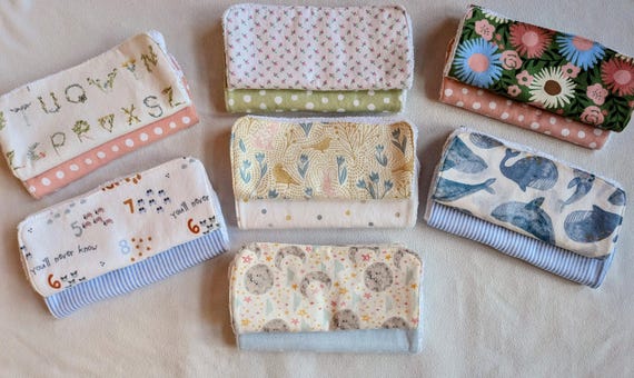 Cotton Flannel and Terry Cloth Burp Cloths- Set of 2