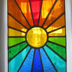 Sunburst Panel by pewtermoonsilver The Original Stunningly Bright Real Stained Glass Suncatcher Healing Colour For Window image 4