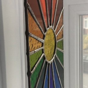 Sunburst Panel by pewtermoonsilver The Original Stunningly Bright Real Stained Glass Suncatcher Healing Colour For Window image 5