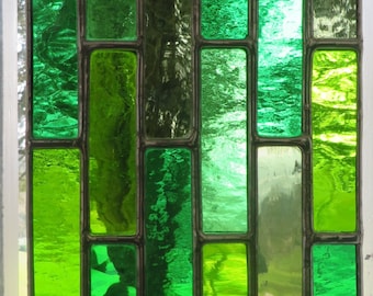 Green Cascade! Bamboo Tropical Look Stained Glass Suncatcher Window Hanging  by pewtermoonsilver