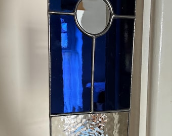 The Silver Sea! Blue & Pale Grey Ocean Moon Stained Glass Suncatcher by pewtermoonsilver