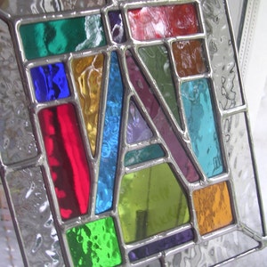 Any Letter! © pewtermoonsilver Personalized A-Z Initial Name Alphabet Stained Glass Suncatcher Panel