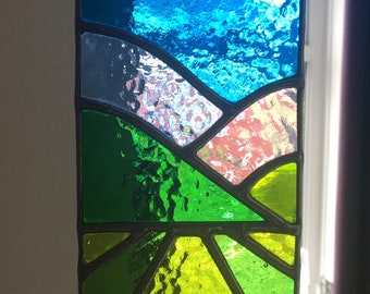Height of Summer! British Countryside Jewel-Like Stained Glass Suncatcher by pewtermoonsilver