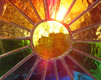 Sunburst Panel! by pewtermoonsilver The Original Stunningly Bright Real Stained Glass Suncatcher Healing Colour For Window