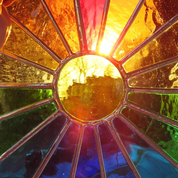 Sunburst Panel! by pewtermoonsilver The Original Stunningly Bright Real Stained Glass Suncatcher Healing Colour For Window