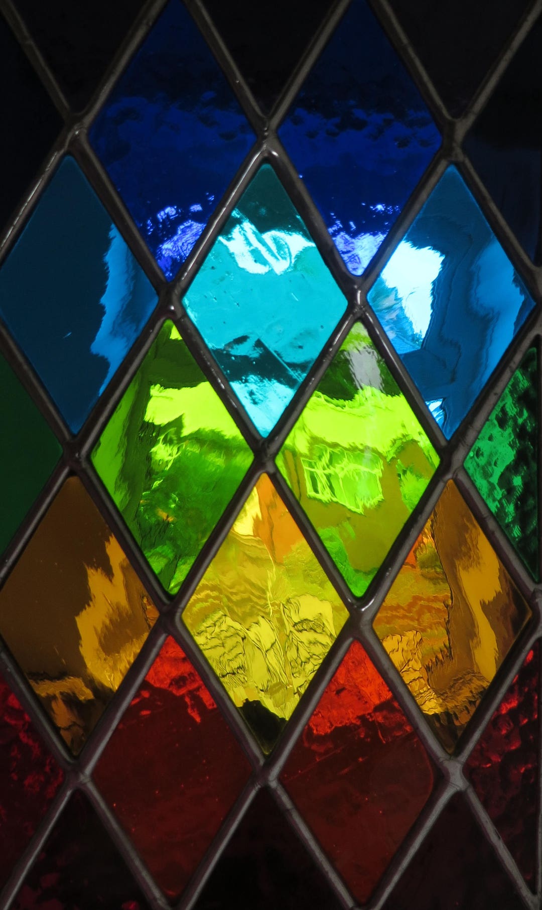 Rainbow Harlequin Diamond Pattern Real Stained Glass - Etsy UK