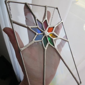 Starshine! by pewtermoonsilver Clear & Rainbow Stained Glass Suncatcher Hanging Panel