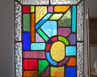 Letters Entwined! Custom Gift Name Initials A-Z Stained Glass Suncatcher Panel by pewtermoonsilver