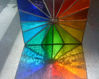 Spectrum Square! by pewtermoonsilver Stunning Multi-Coloured Rainbow Vibrant Focal Decor Stained Glass Suncatcher