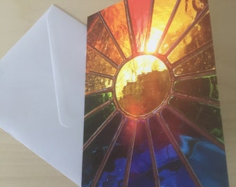 Blank Sunburst Card! by pewtermoonsilver Beautiful Greetings Special Events Stained Glass Sunshine Rainbow Wish Abundance Luck Happiness