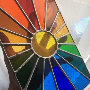 Sunburst Panel by pewtermoonsilver The Original Stunningly Bright Real Stained Glass Suncatcher Healing Colour For Window image 2