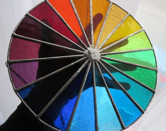 Radiance! Round Rainbow Stained Glass Wheel Suncatcher Many Colour Spectrum © pewtermoonsilver