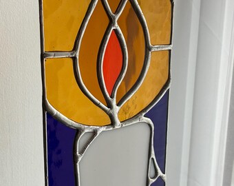 White Candle! Peaceful Seasonal Stained Glass Suncatcher © pewtermoonsilver