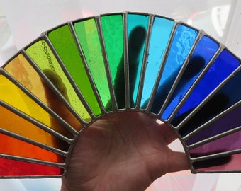 Arc of Light! Unique Multicolour Bridge Arch Stained Glass Suncatcher by pewtermoonsilver