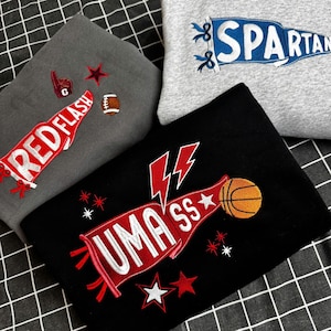 Gepersonaliseerde wimpelshirt met teamnaam, custom college-sweater, custom High School College-hoodie, game Day Friend Gift