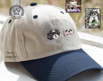 Pet Hat Portrait Custom Embroidered, Personalized Pet Embroidered Hat, Pet Dad Hat, Embroidery Hat Dog Photo, Gift for Dog Lovers, Pet Hat