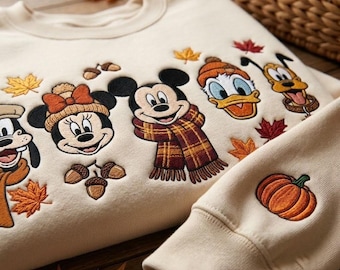 Embroidered Mouse And Friends Sweatshirt, Magical Land Shirt, Fall WDW 1955 Crewneck, Family Matching Couple Shirt, Spooky Season Gift