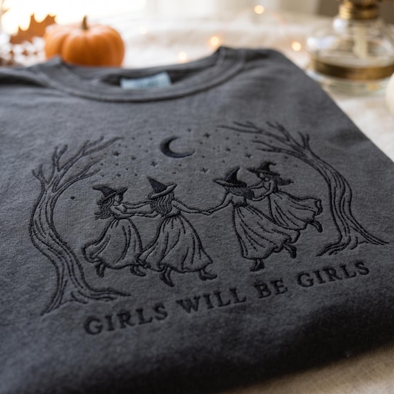 Comfort Colors Girls Will Be Girls Witch Shirt, Vintage Halloween Women Tee, Funny Witchy Shirt, Witchy Vibes Gift