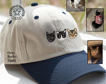 Personalized Pet Embroidered Hat, Pet Hat Portrait Custom Embroidered, Pet Dad Hat, Embroidery Hat Dog Photo, Gift for Dog Lovers, Pet Hat