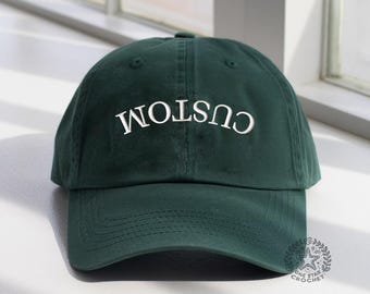 Personalized Upside Down Text Embroidered Hat, Custom Embroidered Upside Down Text Hat, Custom Embroidered Baseball, Gift For Him
