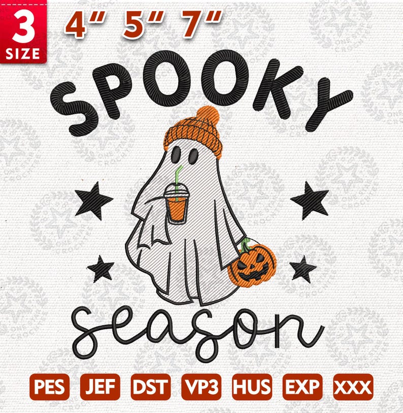 Halloween Embroidery Design, Halloween Spooky Season Embroidery Design