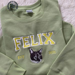 Embroidered Varsity Pet Name Jumper, Custom Pet Face Embroidered Sweaters, Dog & Cat Face Personalized Sweaters, Christmas Gift