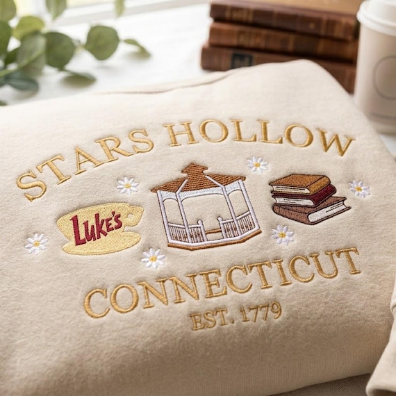Embroidered Star Hollow Sweatshirt, Bookish Movie Inspired Shirt, Fall Cozy Season Crewneck, Autumn Coquette Shirt, Movie Fan Merch