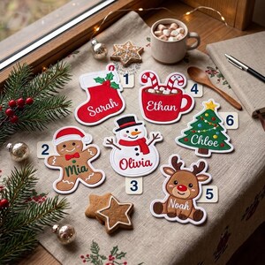 Embroidered Custom Christmas Name Patch, Christmas Iron On Patch, Personalized Christmas Stocking Tree Reindeer Gingerbread Tag