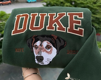 Personalized Pet Photo Embroidered Hoodie, Custom Dog Face Embroidered Sweatshirt, Dog Lovers Sweatshirt, Gift for Pet Lovers, Gift For Mom