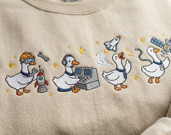 Embroidered Aerospace Engineer Goose Shirt, Funny Silly Goose Tee, Rocket Scientist Shirt, Space Lover Gift, Engineer Gift