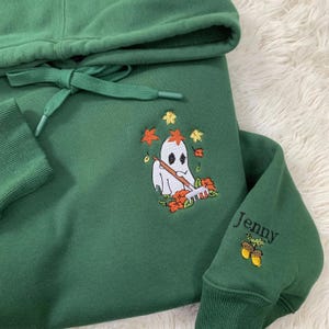 Halloween Cute Spooky Crewneck, Embroidered Halloween Spooky Sweatshirt, Pumpkin Fall Leaves Sweater, Autumn Spooky Season, Halloween Gift