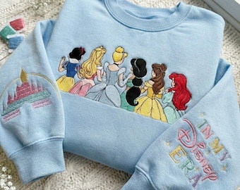 Sudadera familiar de princesa bordada, suéter vintage de princesa bordada, camisa a juego de Magicland, regalo para viaje de niña
