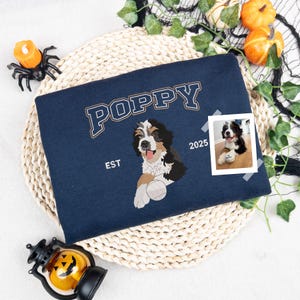 Personalisiertes Haustier Porträt Besticktes Sweatshirt, Benutzerdefiniertes Hunde Gesicht Besticktes Sweatshirt, Katzen Gesicht Bestickter Rundhalsausschnitt, Hundeliebhaber Pullover