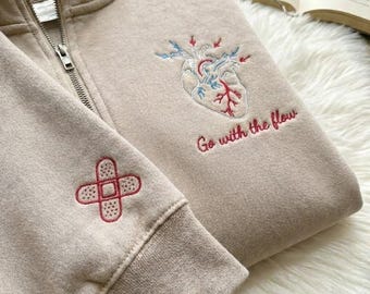 Embroidered Heart Anatomy Sweatshirt, CVICU Nurse Crewneck, Funny Cardiology Tee, Med Student Gift