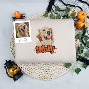 Custom Pet Portrait Embroidered Sweatshirt, Personalized Pet Photo Embroidered Shirt, Unique Birthday Gift for Pet Lovers, Pet Lover gift